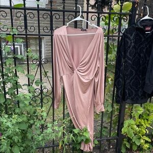 Elegant Blush Pink Draped Dress